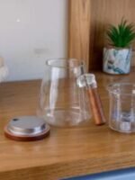 Glass herbal Teapot and handle made of a combination of wood and glass - Image 2
