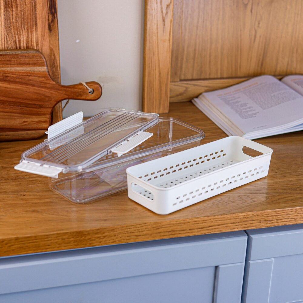 Small Refrigerator Vegetable Storage Container with Strainer Basket - Image 2