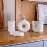 4-Piece Modern Bathroom Accessories Set with Artistic Design - Image 2