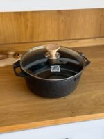 Granite Cooking Pot with Glass Lid and Side Handles - 6.6 Liters