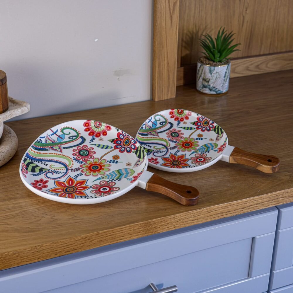 Serving plate with wooden handle - Image 1