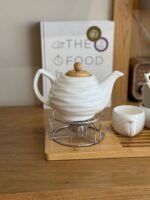 Porcelain Tea Set with Teapot, 4 Cups, and Candle Warming Base - Image 2