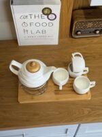 Porcelain Tea Set with Teapot, 4 Cups, and Candle Warming Base - Image 3