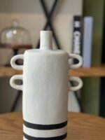 Artistic Vase with Black Stripes and Side Handles - Image 2