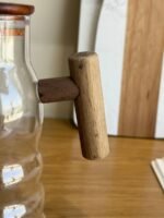 700ml Rippled Glass Oil Dispenser with Wooden Handle - Image 2