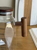 900ml Glass Oil Dispenser with Measurement Scale and Wooden Handl - Image 2