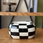 Ceramic Tissue Box with Checker Pattern