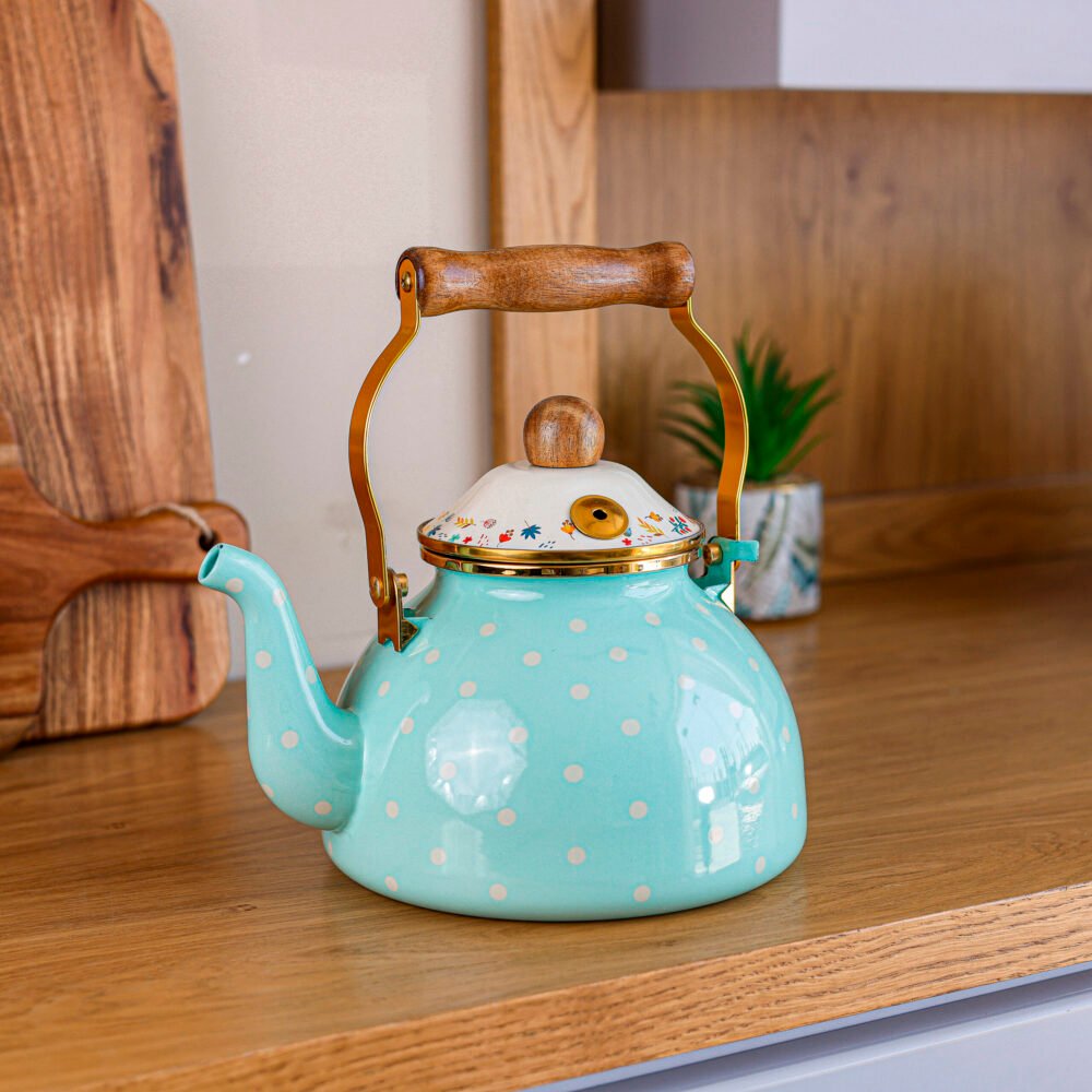 Classic Metal Teapot with Wooden Handle - Image 1