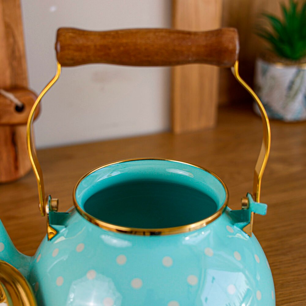 Classic Metal Teapot with Wooden Handle - Image 3