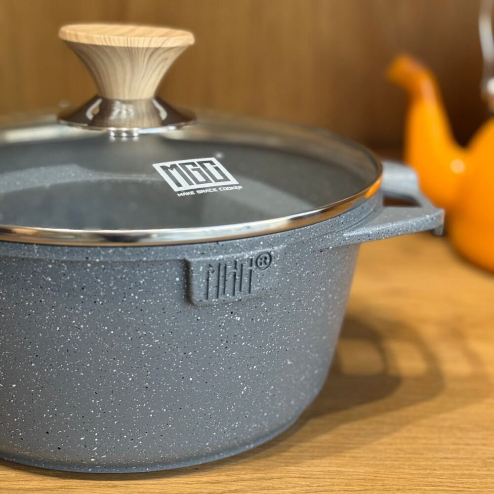 Granite Cooking Pot with Glass Lid and Side Handles -2.5 Liters - Image 6