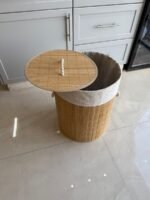 Bamboo Laundry Hamper with Fabric Liner and Lid