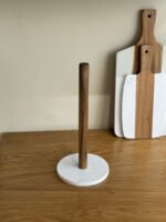 Paper Towel Holder – Marble Base & Natural Wood Rod