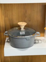 Granite Cooking Pot with Glass Lid and Side Handles -2.5 Liters