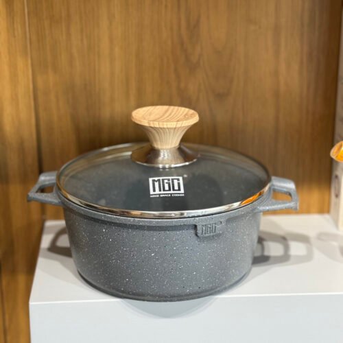 Granite Cooking Pot with Glass Lid and Side Handles -2.5 Liters