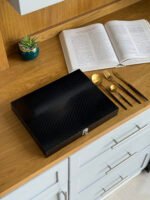 24-Piece Luxury Gold Cutlery Set – Elegant Black Handles - Image 3