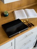 24-Piece Gold Cutlery Set with Classic Wooden Handles - Image 3