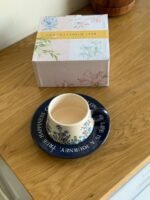 Blue Floral Porcelain Tea Cup with Saucer - Image 2