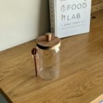 Medium Glass Jar with Wooden Lid and Spoon