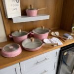 طقم طناجر ومقالي غير لاصق – 16 قطعة مع إكسسوارات مطبخ