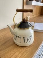 Enamel Tea Kettle with Wooden Handle