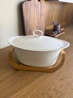 Ceramic Serving Plate with Wooden Base - Image 2