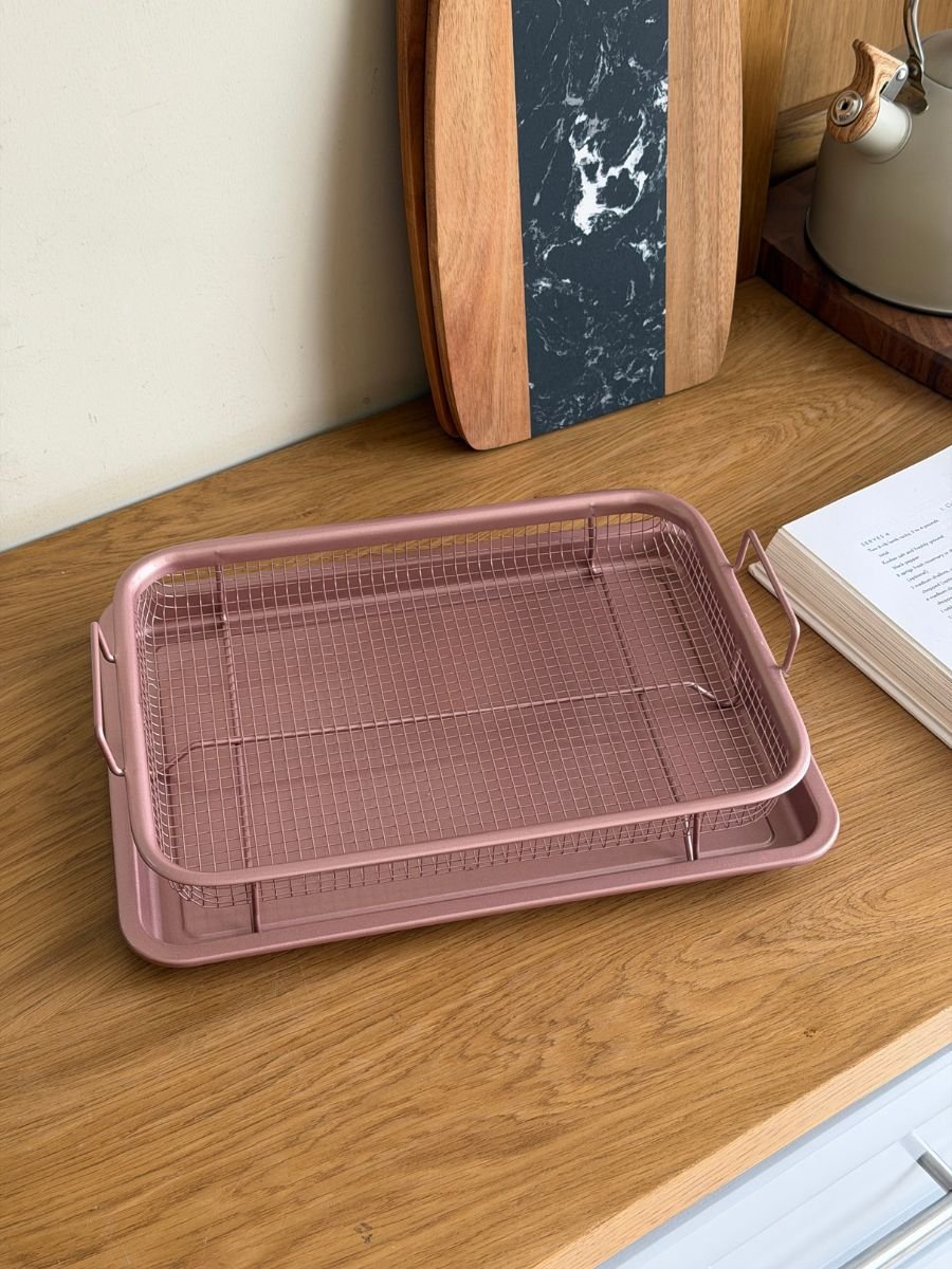 16 صينية تقديم مع شبك معدني طقم صينية + سلة شبك - الصورة 1