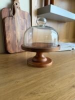Wooden Serving Plate with Glass Dome Cover - Image 2