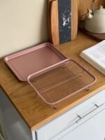 ⁦صينية تقديم مع شبك معدني طقم صينية + سلة شبك⁩ - الصورة ⁦2⁩