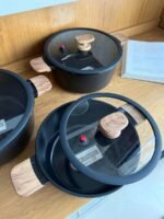 Granite Cookware Set with Glass Lids & Wooden Handles - Image 4