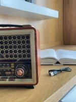 Portable Vintage Style Radio with Wooden Design - Image 2