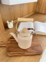 Enamel Tea Kettle Wooden Handle - Image 2