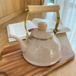 Enamel Tea Kettle with Wooden Hand
