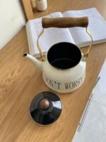 Enamel Tea Kettle with Wooden Handle - Image 3