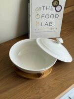 Ceramic Serving Bowl with Lid and Wooden Base - Image 3