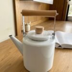 Enamel Tea Kettle with Wooden Handle