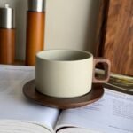 Ceramic Mug with Wooden Saucer