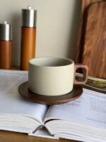 Ceramic Mug with Wooden Saucer
