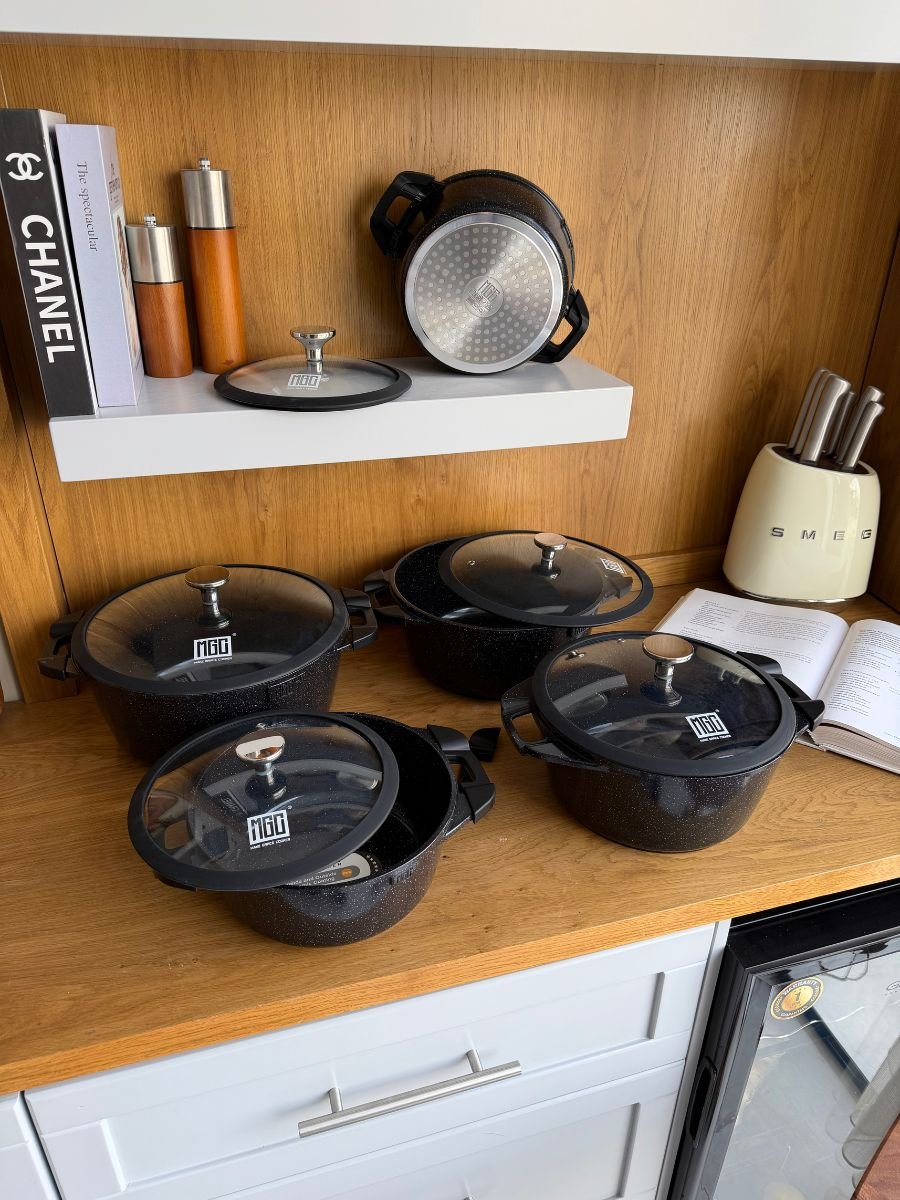 47 طقم قدور ألمنيوم مصبوب بطبقة مانعة للالتصاق – 10 قطع - الصورة 1