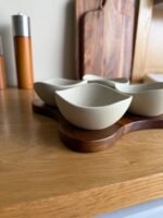 4-Piece Ceramic Serving Bowl Set with Wooden Tray - Image 3