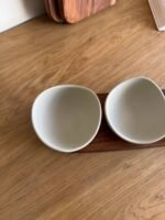 3-Piece Ceramic Serving Bowl Set with Wooden Tray - Image 3