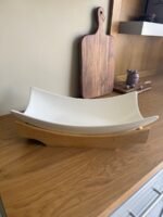 Rectangular Ceramic Serving Plate with Wooden Base - Image 2