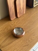 Small Wooden Ashtray with Stainless Steel Insert