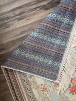 ⁦سجادة مزخرفة ورد زهري وازرق⁩ - الصورة ⁦2⁩