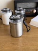 Stainless Steel Insulated Travel Mug with Lid & Carry Strap – 260 ml