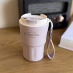 Insulated Travel Mug with Lid & Carry Strap – 360 ml